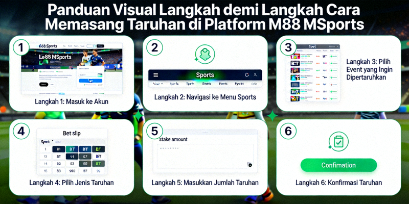 Panduan visual langkah demi langkah cara memasang taruhan di platform M88 MSports
