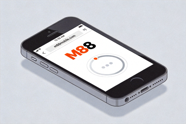 Ilustrasi halaman M88 mobile yang sedang loading di browser smartphone